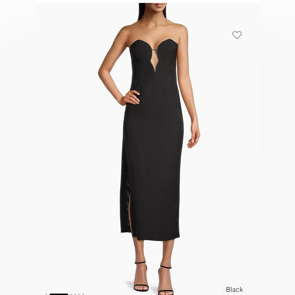 Bardot crystal neckline evening dress